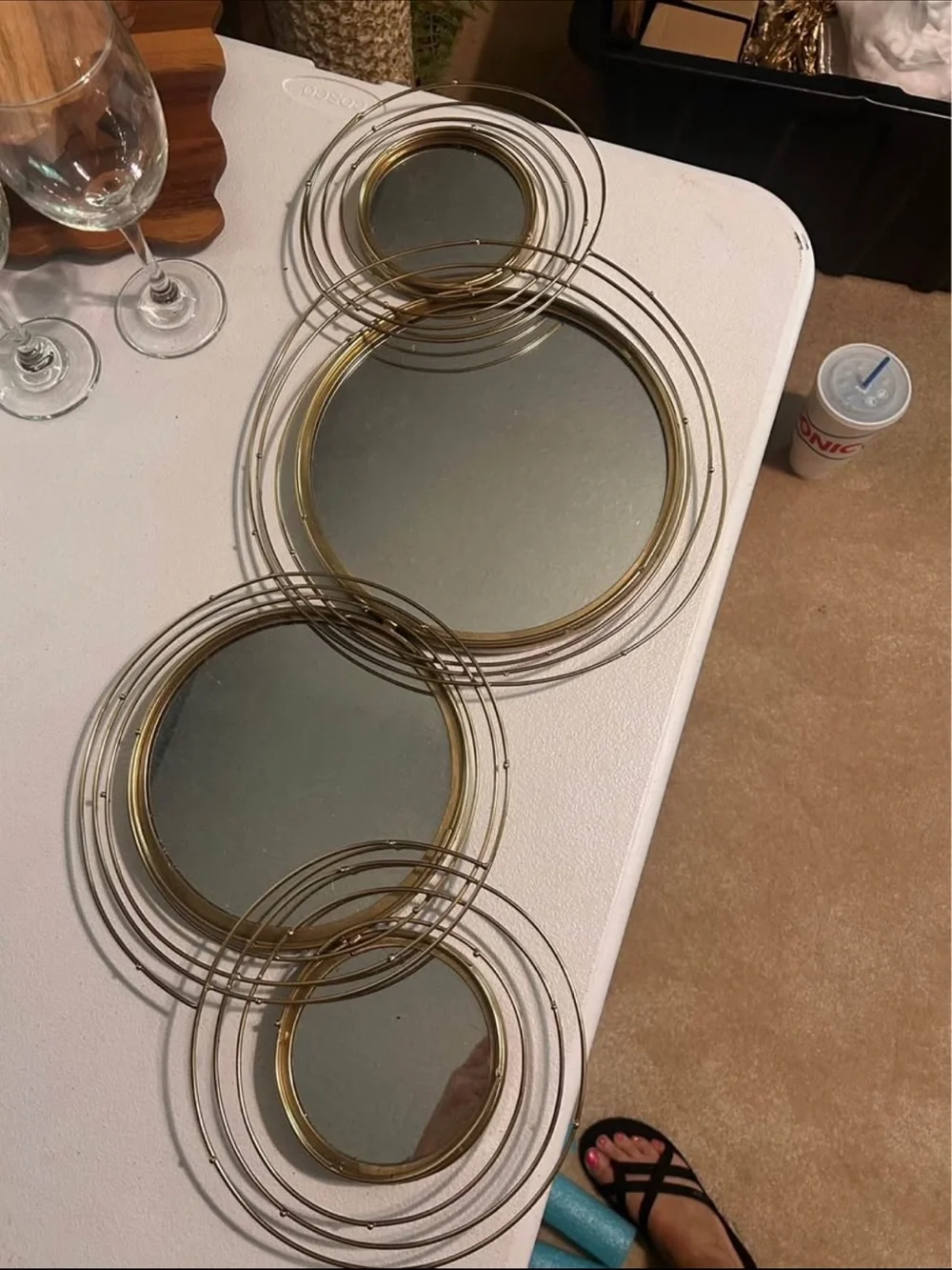 Gold and Black Circular Wall Mirror Set - Elegant Home Wall Decor